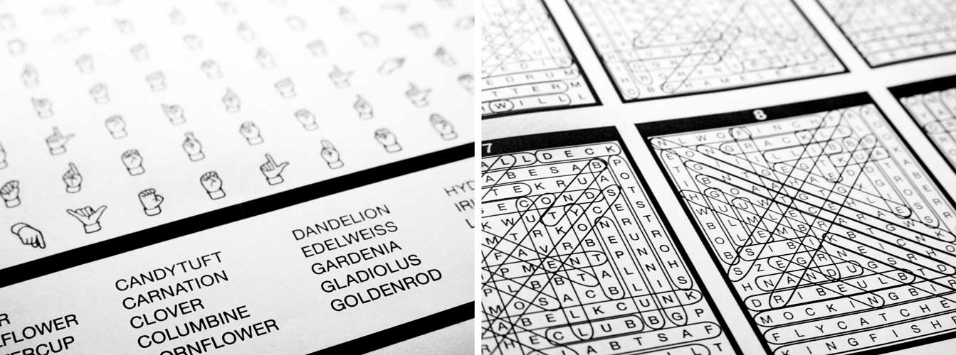 impressions from inside of the books: the puzzles and the solutions pages