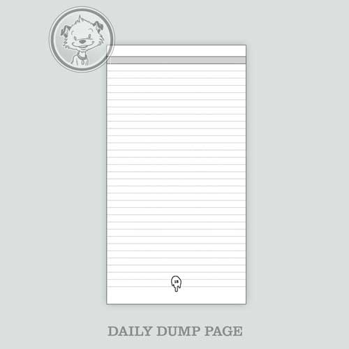 A Daily Dump page of Little Hunterman's Big Dump Journal. The lined version.