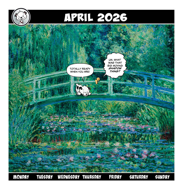 Little Hunterman in the Art World—April Title Image Featuring Claude Monet, Water Lilies and Japanese Bridge