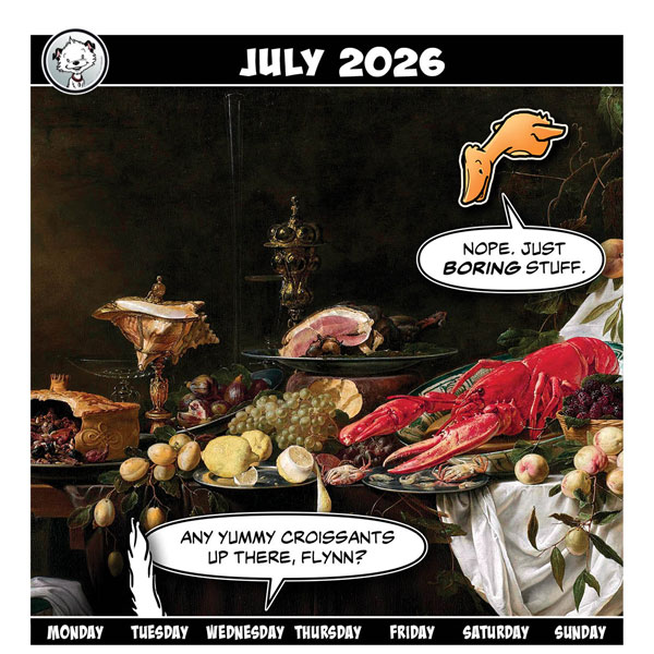 Little Hunterman in the Art World—July Title Image Featuring Adriaen van Utrecht, Banquet Still Life