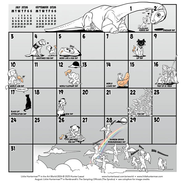 Little Hunterman in the Art World—August Calendar Grid