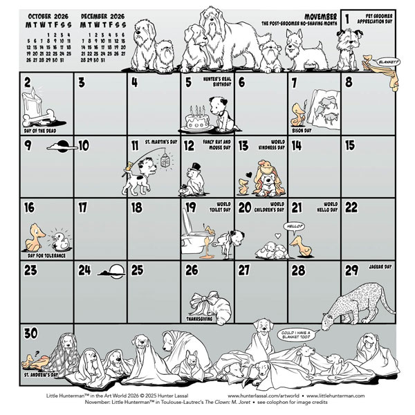 Little Hunterman in the Art World—November Calendar Grid