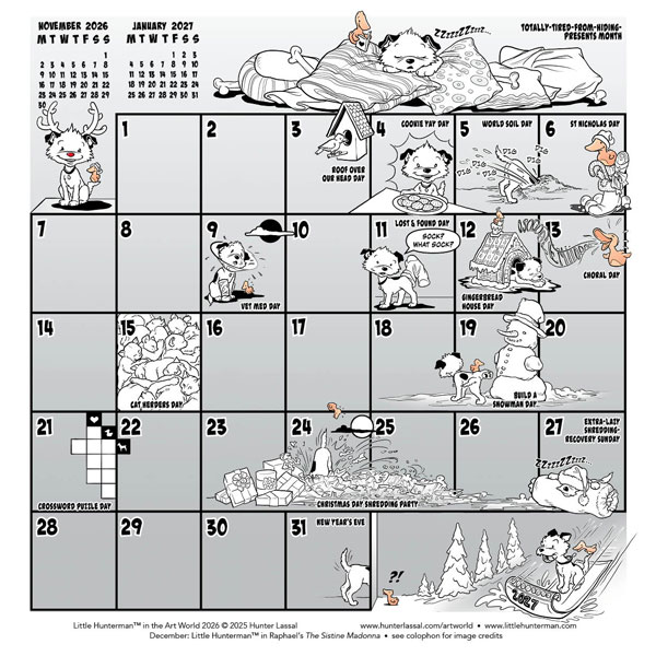 Little Hunterman in the Art World—December Calendar Grid