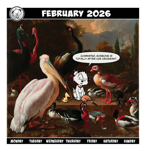 Little Hunterman in the Artworld—February Title Image featuring Hondecoeter’s bird party