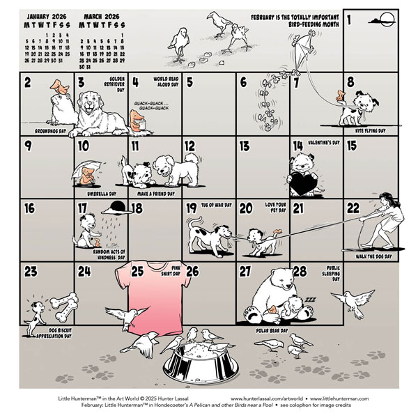 Little Hunterman in the Art World—February Calendar Grid