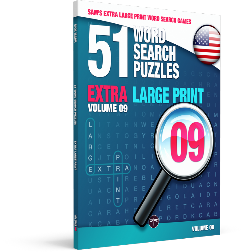 Sam's Extra Large Print Word Search Book, 51 Word Search Puzzles with Extra Large Print, Volume 08