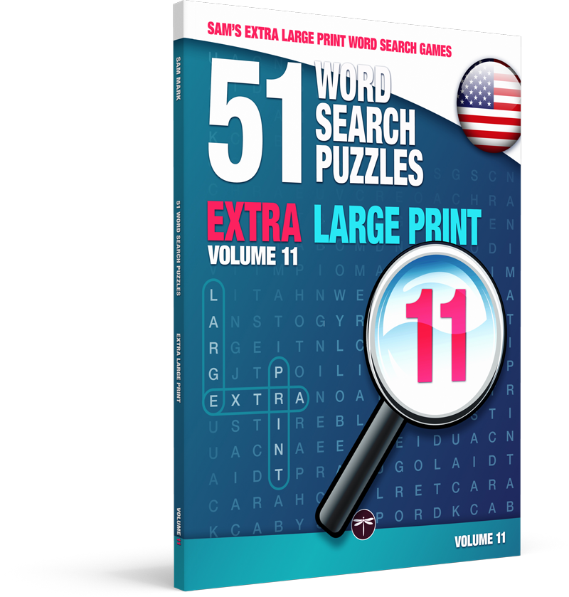 Sam's Extra Large Print Word Search Book, 51 Word Search Puzzles with Extra Large Print, Volume 08