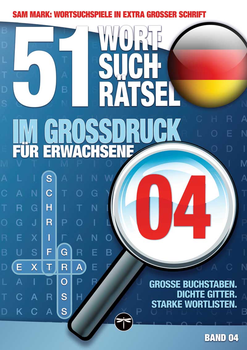9783864691386-SAM-MARK_Sams-Wortsuchspiele-in-extra-großer-Schrift,-51-Wortsuchrätsel,-Band-01-04_front_800b Sam Mark, Wortsuchrätsel in extra großer Schrift, Titelbild von Band 04
